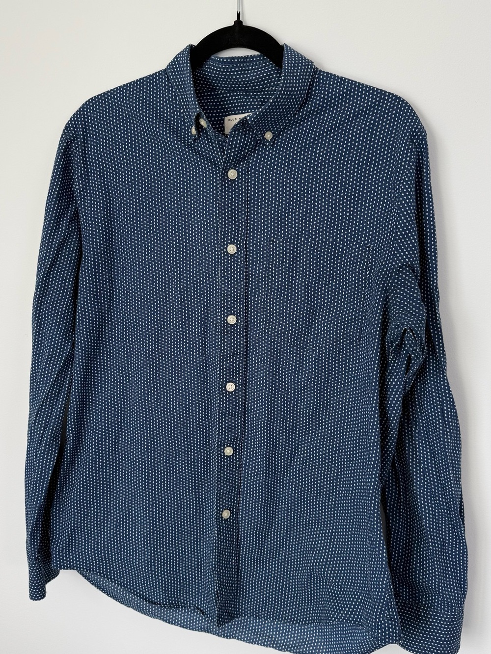 Club Monaco Navy Blue Dot Button-Down Shirt